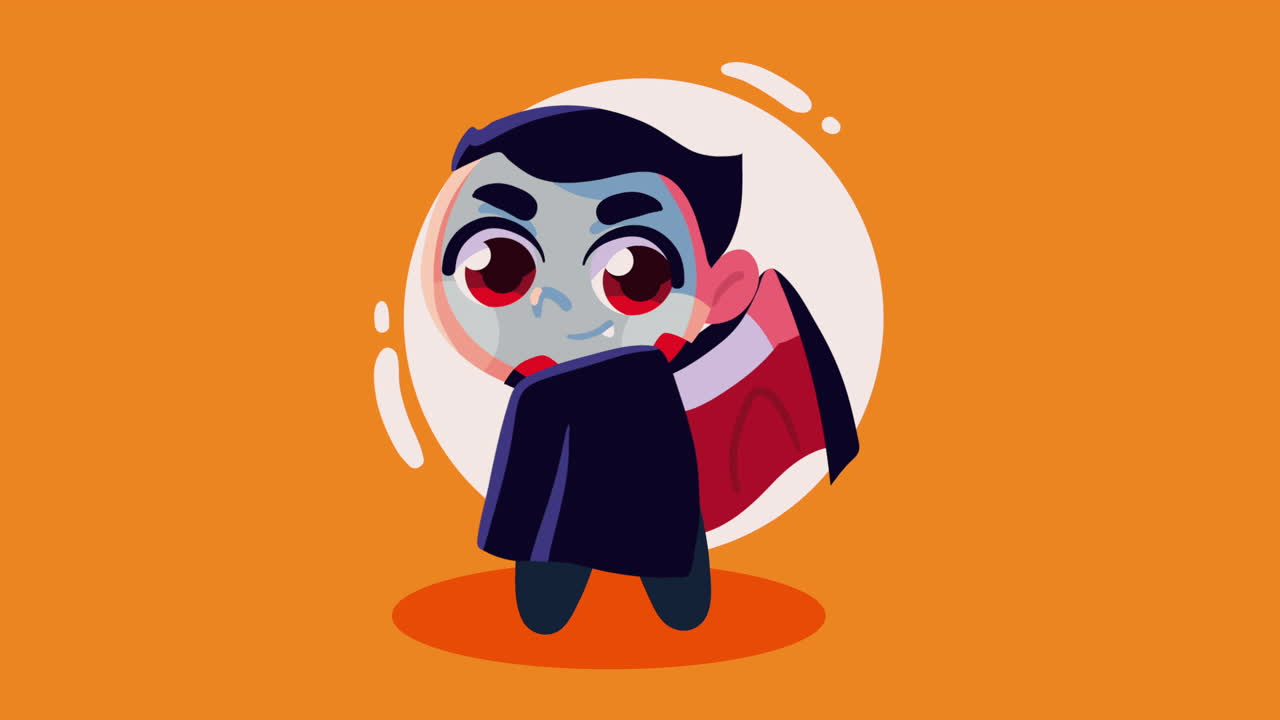 feliz animación de halloween con el niño dracula