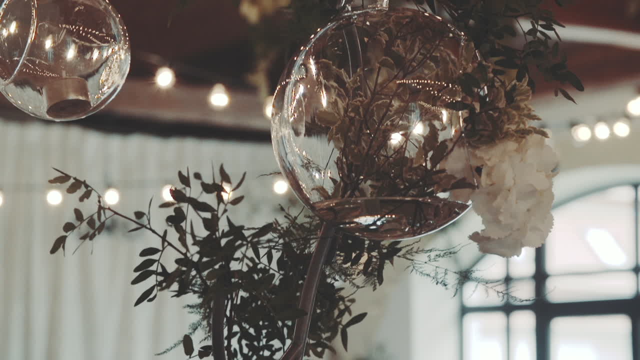 Close-up of Beautiful Flower Arrangement at Wedding Reception