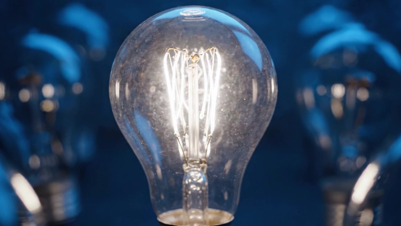 Un'Accattivante Esposizione di Lampadine a Incandescenza Che Illuminano l'Oscurità, Mettendo in Mostra la Bellezza del Design Vintage e delle Moderne Tecniche Fotografiche