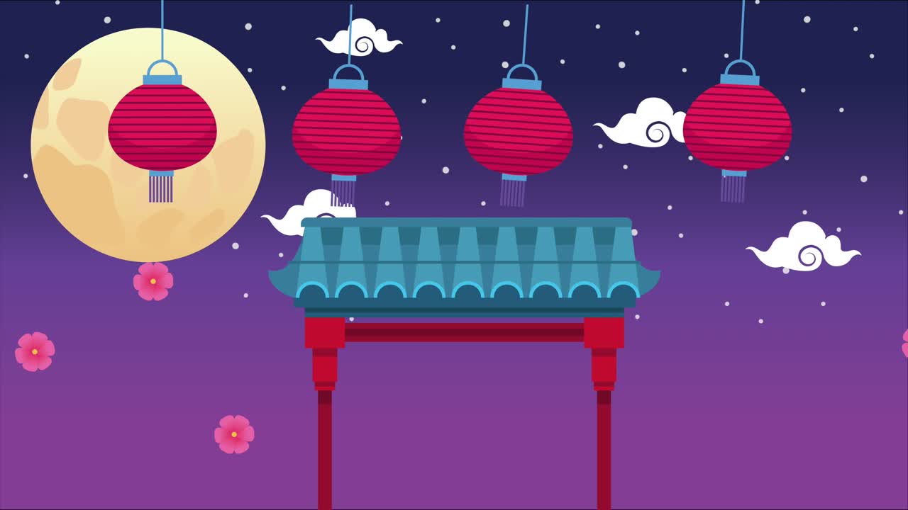 Månefest animation med måne og buescene
