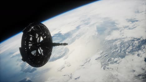 futuristic space satellite orbiting the earth