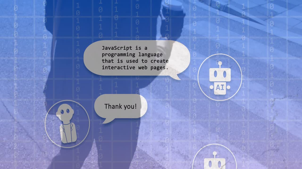 거리를 건너는 아프리카계 미국인 남성에 대한 온라인 ai 채팅 처리의 애니메이션