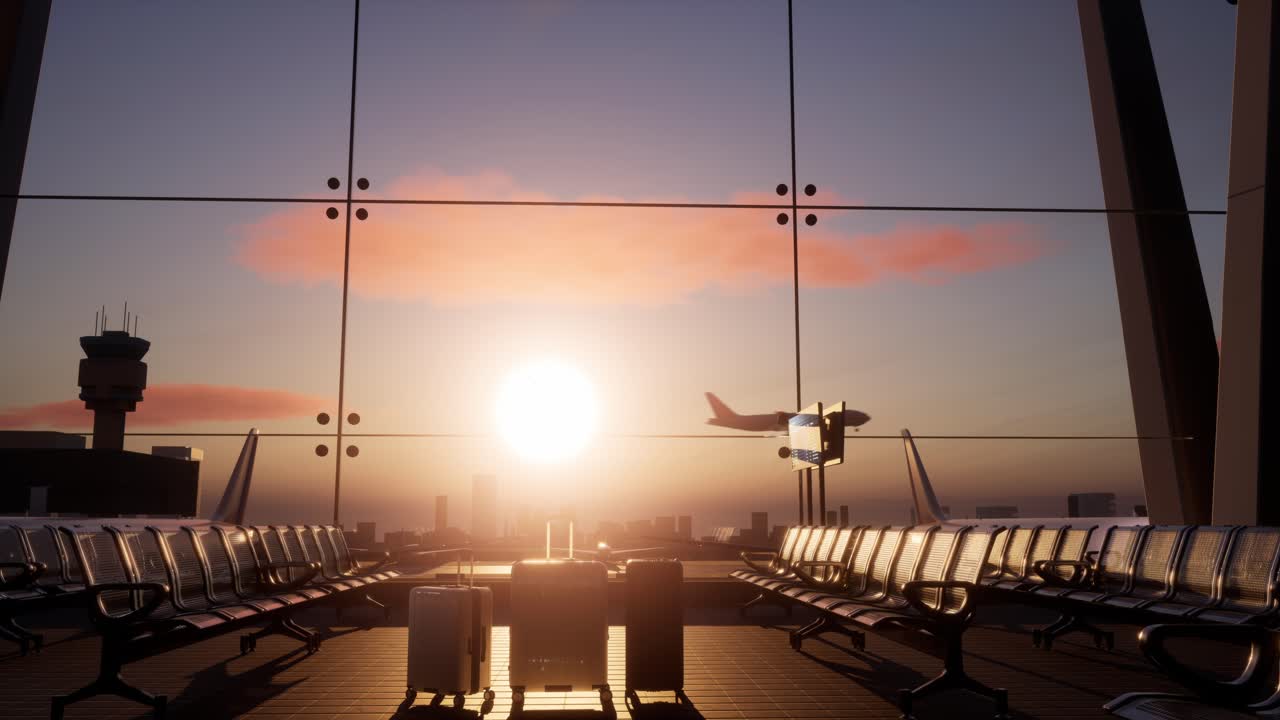 amanecer en el aeropuerto