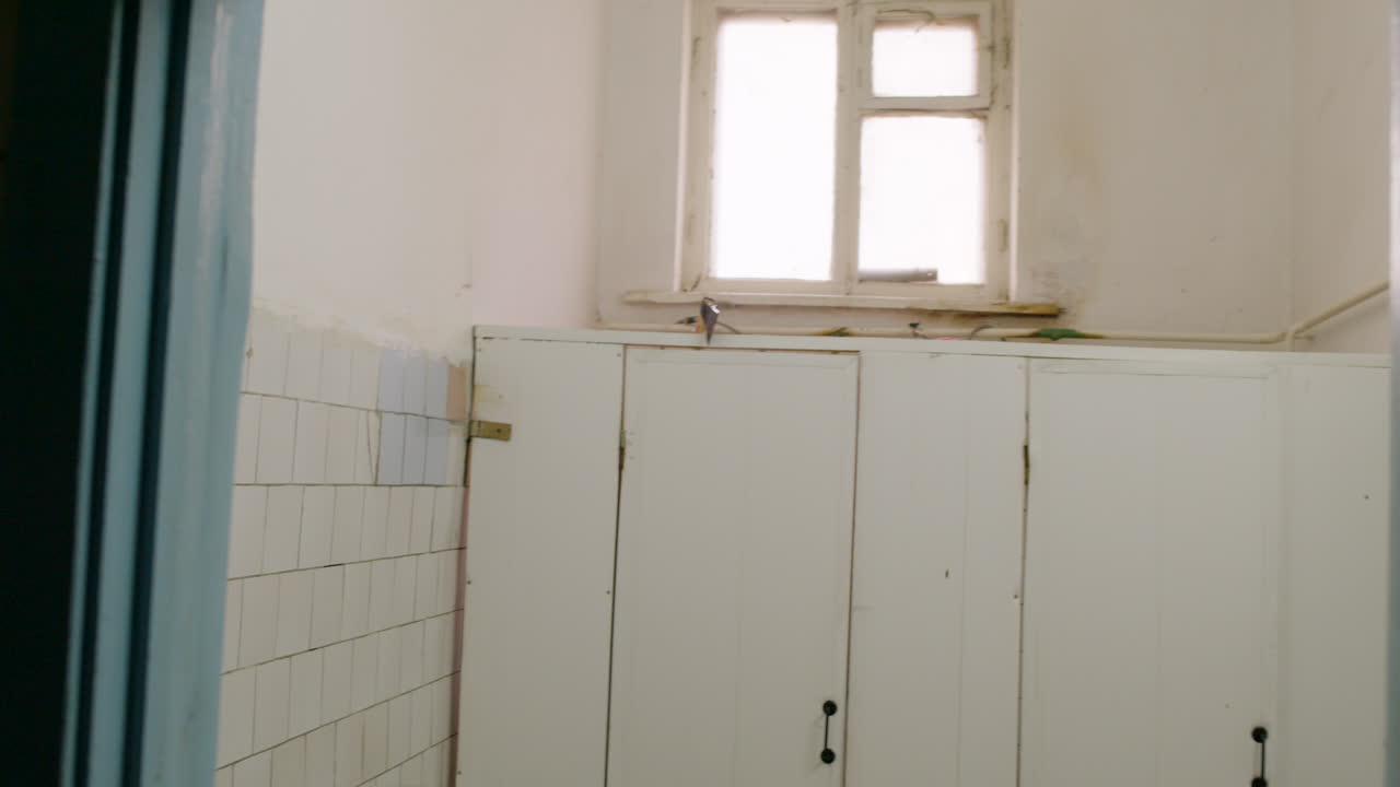 Scary clown behind toilet's door