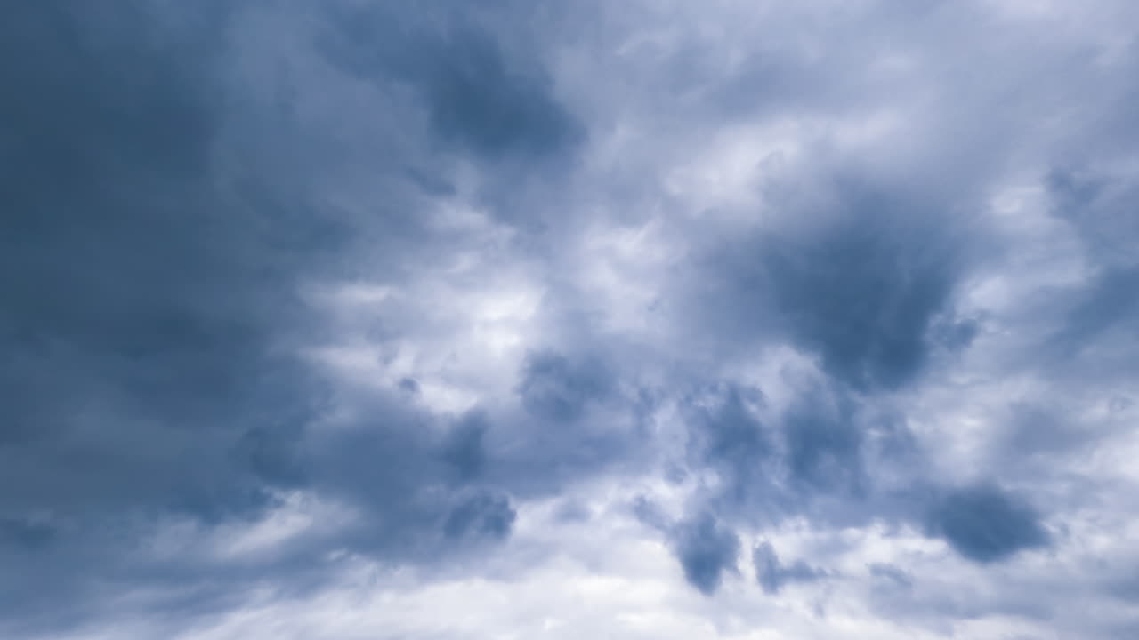 Blue summer rime lapse cloudscape. Flowing clouds in the sky.