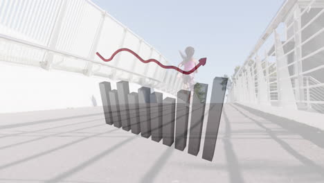 animación del procesamiento de datos financieros sobre la ciudad