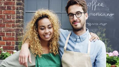 small business owners porttait cafe ready for work