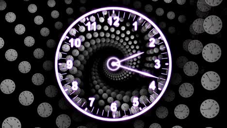 animación de túnel de fondo de reloj, renderización, concepto de viaje en el tiempo, bucle