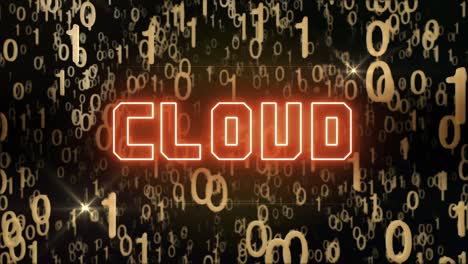 concepto de nube dorada con código digital