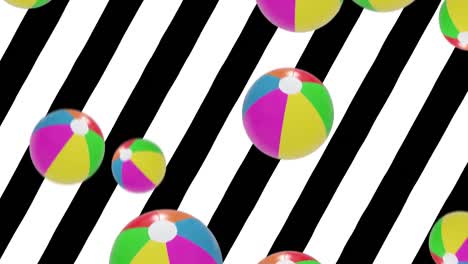 animation of beach balls over black and white stripes