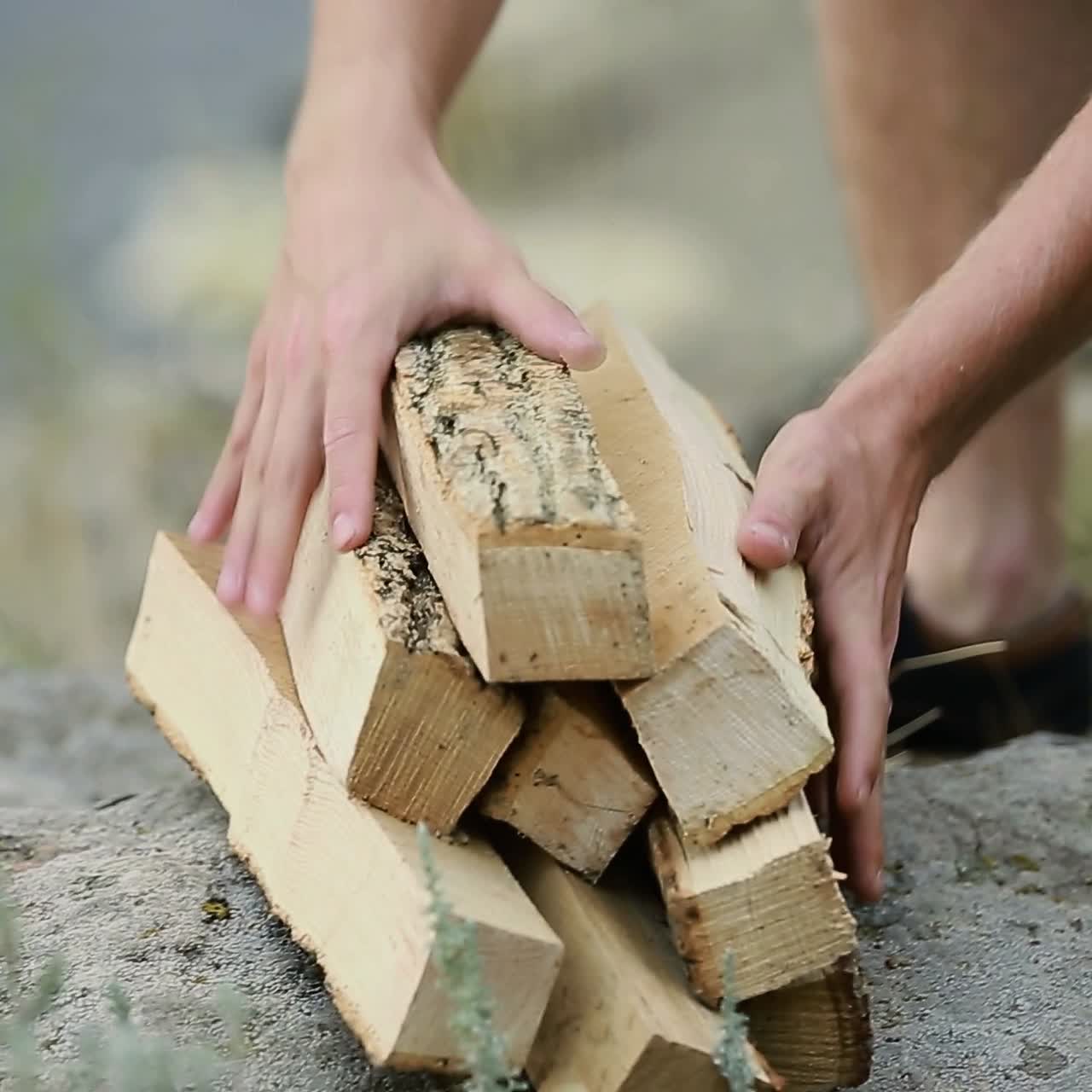 Make The Fire In Nature. Traditional way of making food in nature