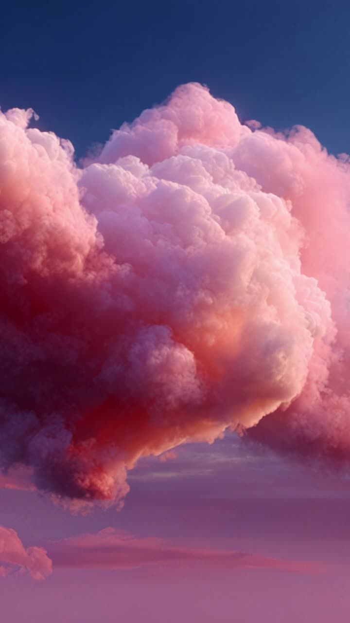 A Beautiful Display of Pink and Purple Clouds in a Serene Sky at Dusk, Capturing the Essence of Nature's Majestic, Dreamy Atmosphere and Tranquility