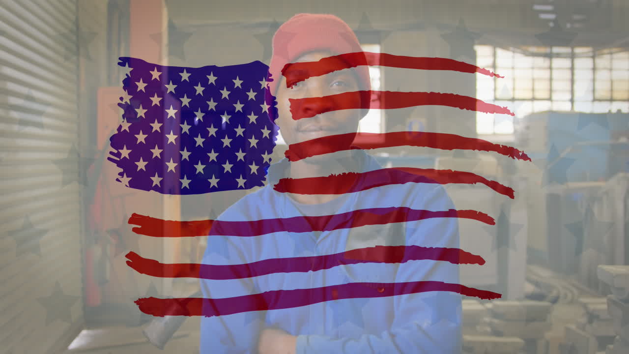 배경 에 있는 사람 위 에 흔들리는 미국  ⁇ 발 의 애니메이션