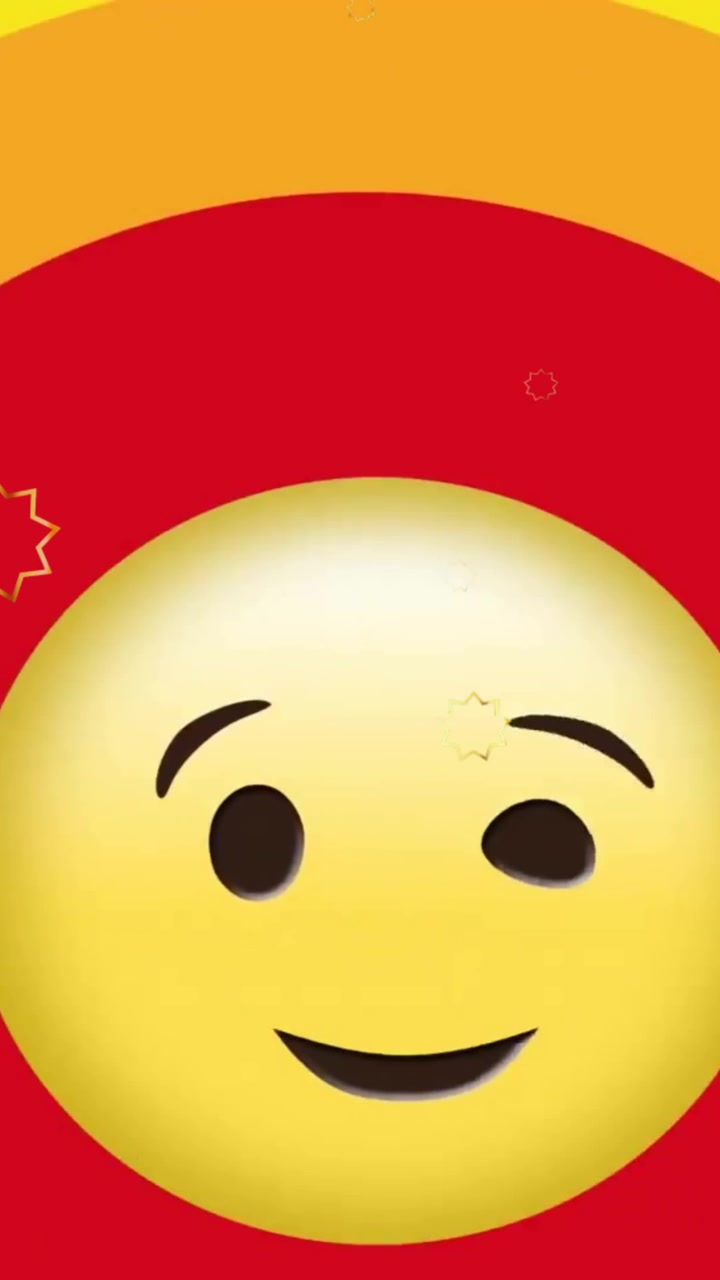 Emoji sorridente e che fa l'occhiolino con sfondo colorato dinamico e stelle cadenti