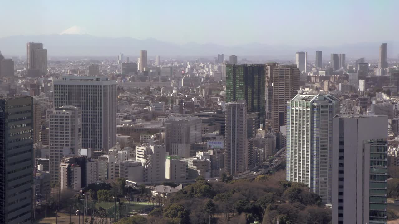 후지산이 있는 고층 도쿄