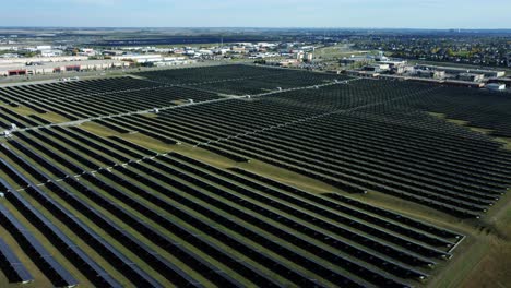 Overview-drone-shot-of-the-Calgary-solar-panel-power-plant-in-Summertime