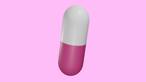 animazione di pillola galleggiante su sfondo rosa