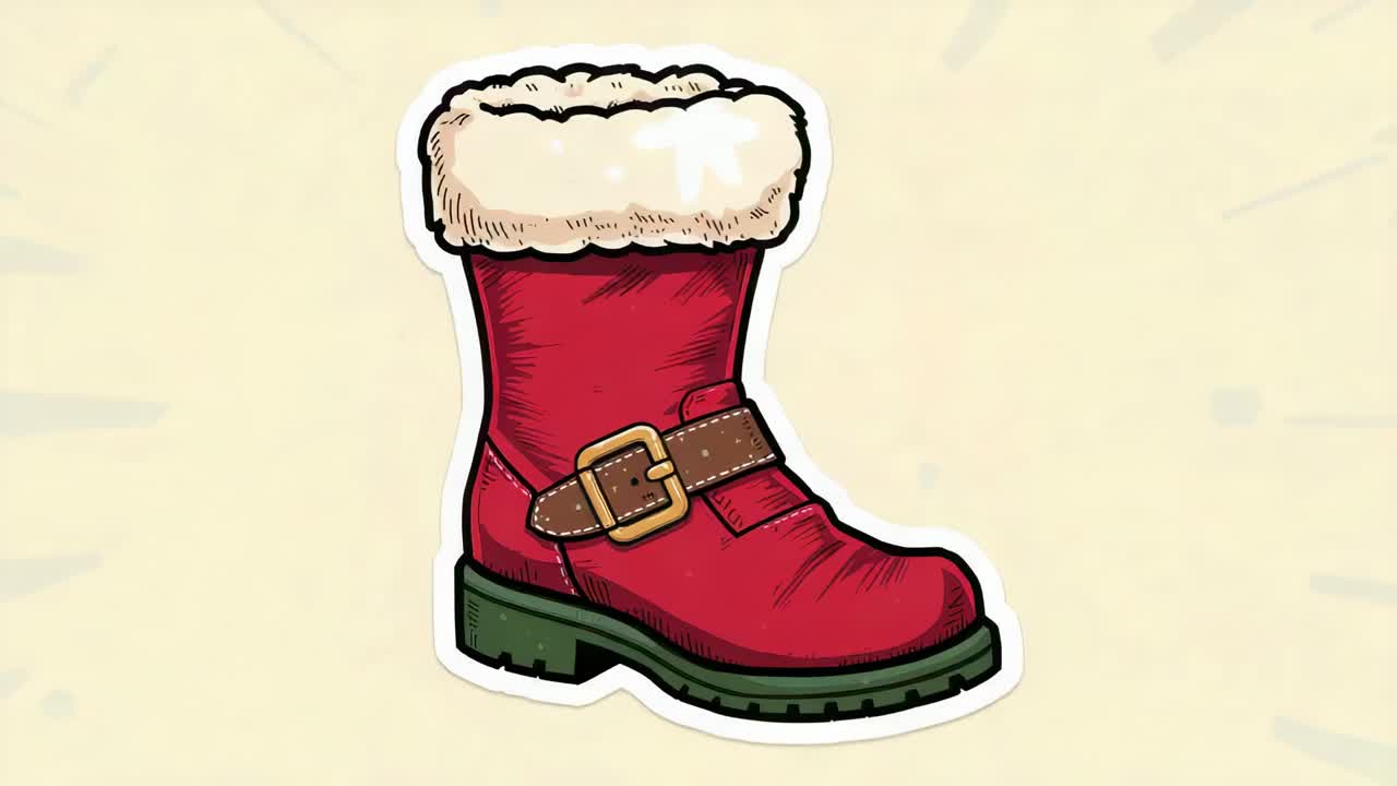 Render sepatu bot merah yang berputar saat frame diputar di dinding berwarna cokelat muda, memperlihatkan manset berwarna krem, tali berwarna cokelat, sol berwarna hijau