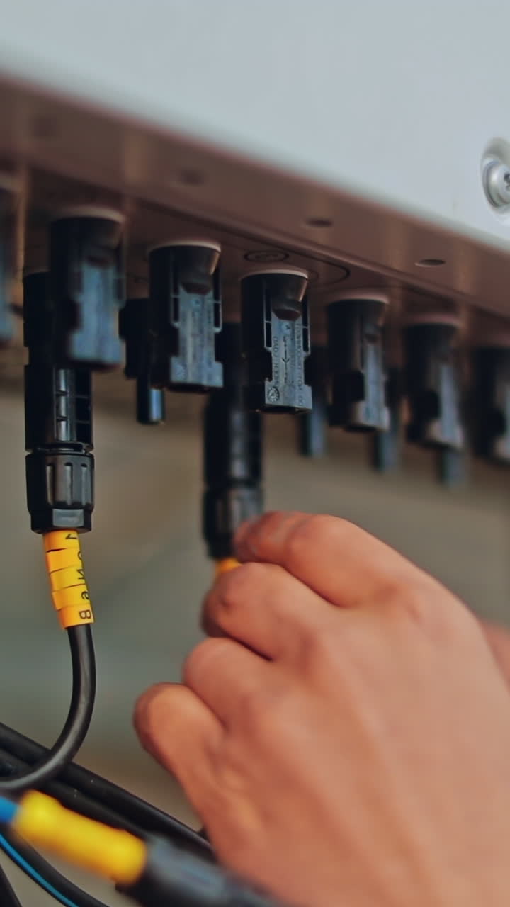 Solar electrical connection box. Solar photovoltaic panel electric box collector outdoors