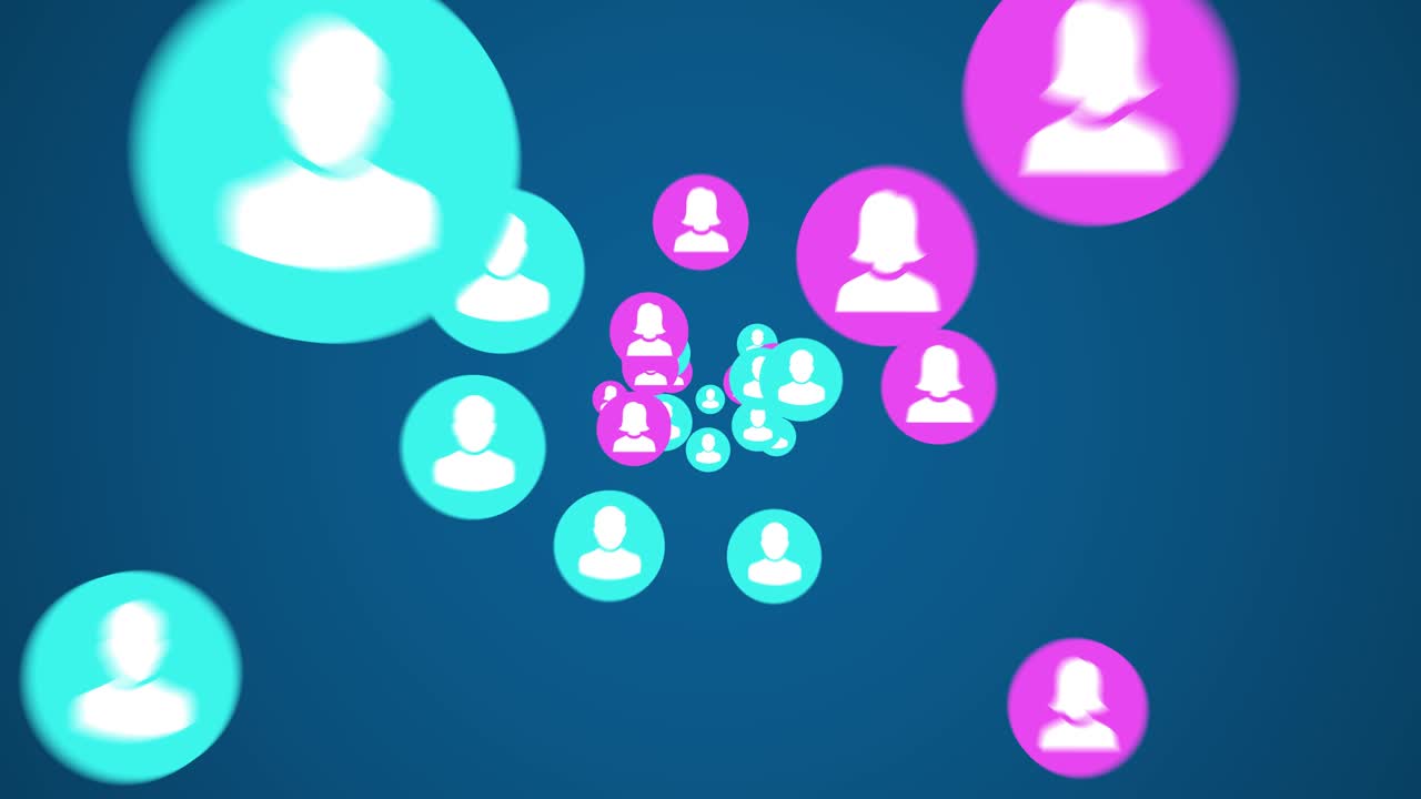 Social network man and woman icon animation