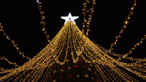 christmas tree illuminated at night_close-up