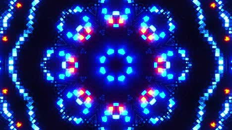 colorful abstract pattern with blue and red lights. kaleidoscope vj loop