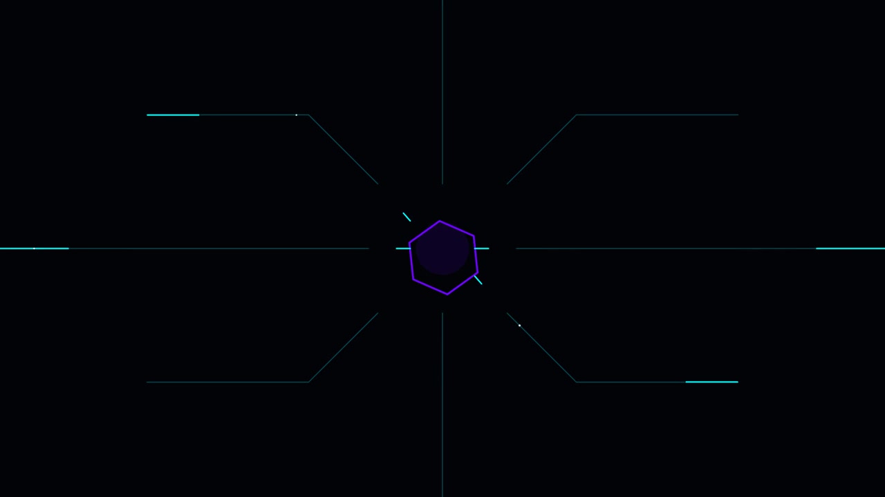 Abstract Digital Hexagon Interface with Pulsing Data Lines