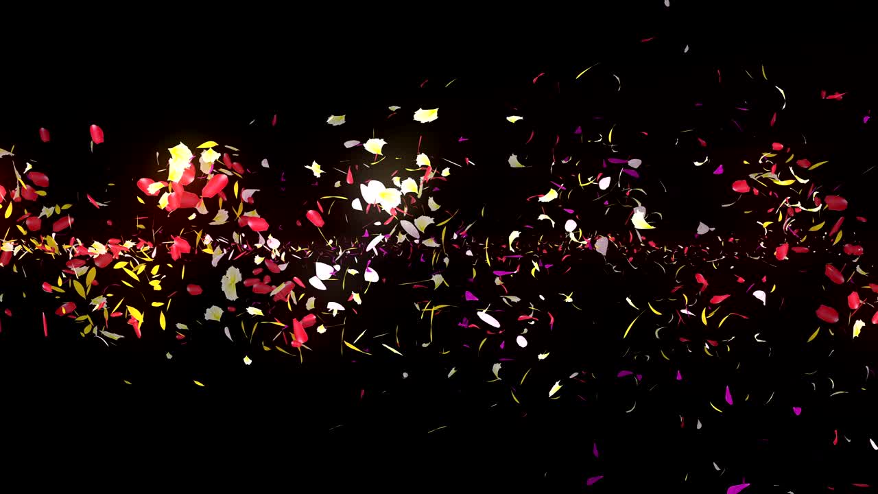 화려한 잎자루, 나선형 반이는 꽃잎, 꽃 모양, 예쁜 춤추는 꽃잎, 회전하는 꽃잎에서 소용돌이, 추상적인 루프 애니메이션.