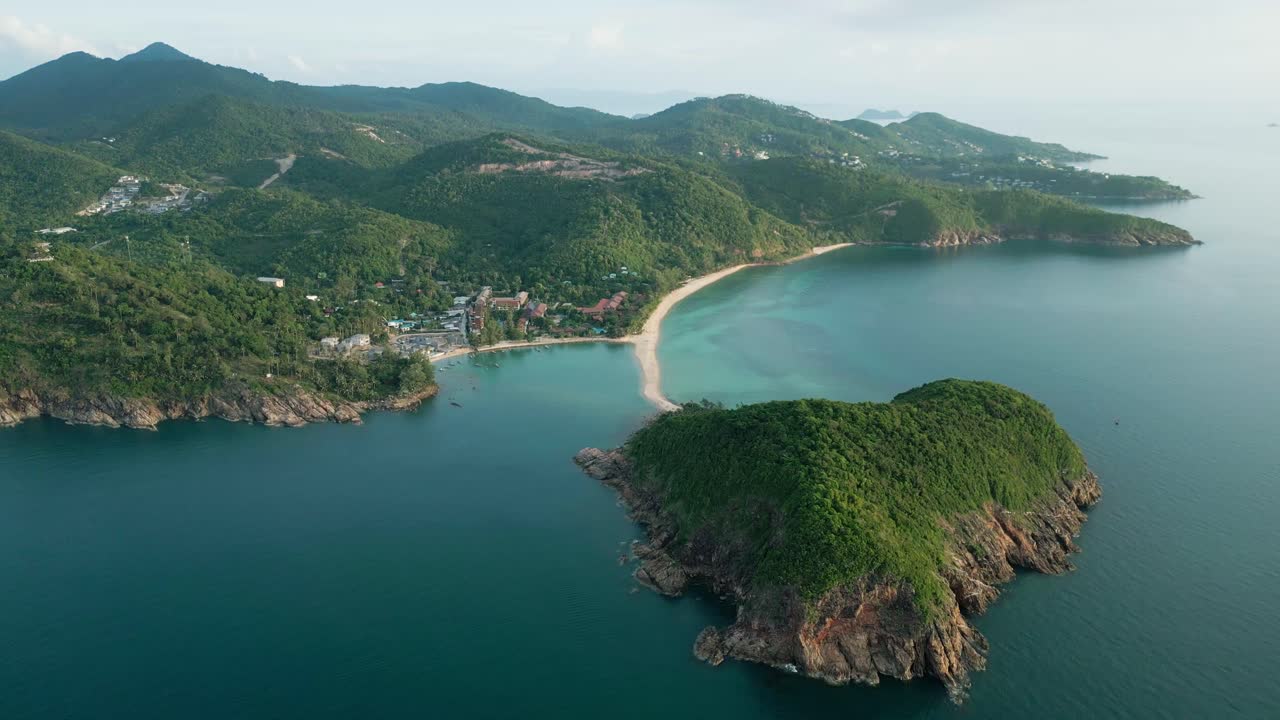 Ko Pha Ngan or Koh Phangan Island in Gulf of Thailand , Koh Nang Yuan Island establish aerial