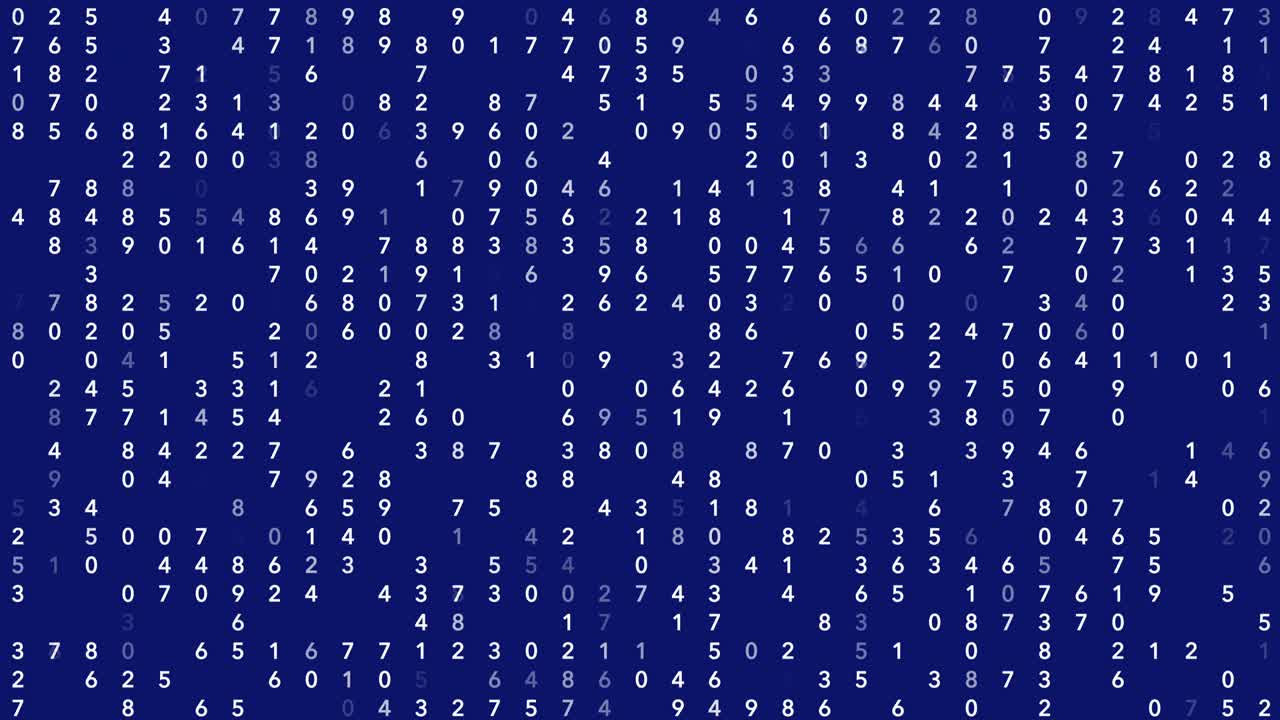 Changing numbers on blue background in 4k video.