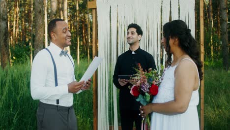 outdoor forest wedding ceremony