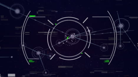 animation of scope scanning and interference over network of connections on black background