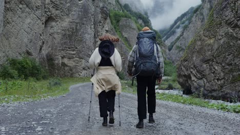 hikers in a mountain canyon