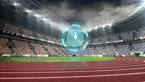 animation of digital clock over sports stadium