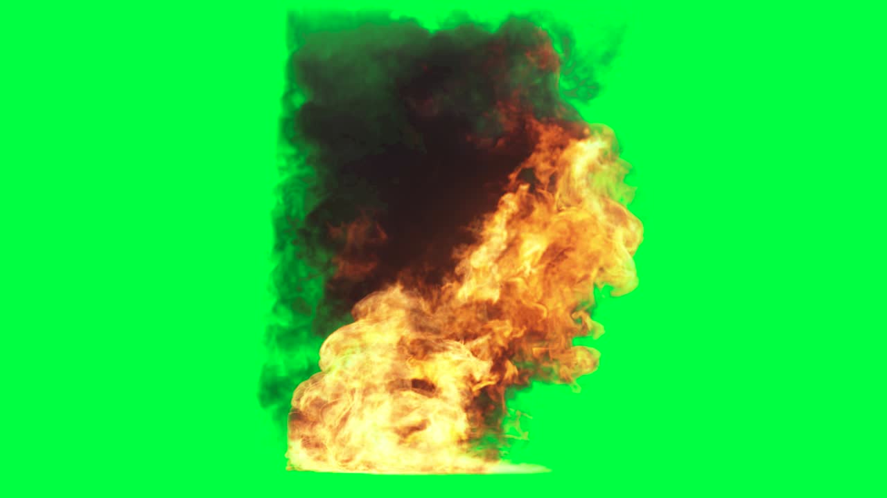 explosión de fuego y humo en pantalla verde