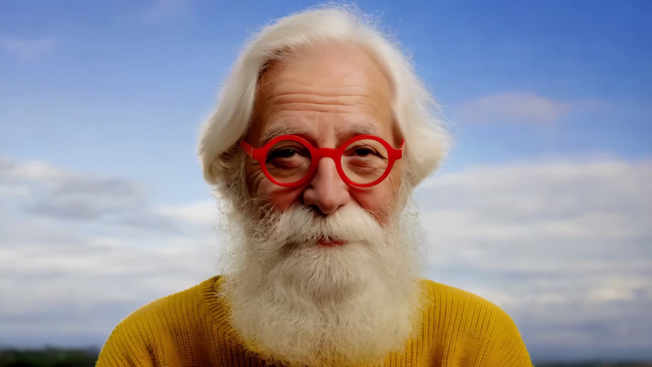 retrato de un hombre mayor sonriente con barba
