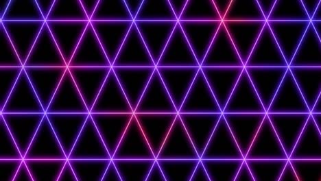 animación de bucle de patrón de neón abstracto. fondo moderno, diseño de movimiento sin costuras, salvapantallas, telón de fondo. cartel animado 4k. luces de neón de colores púrpura, azul, rosa. formas triangulares, futuristas