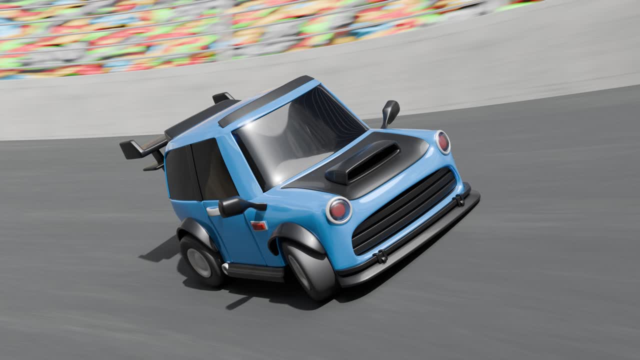 Cartoon car racing on a track