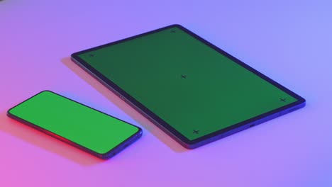 tablet and smartphone mockup with green screen