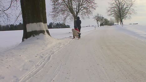 sledge being pulled through the snow stock video stock footage
