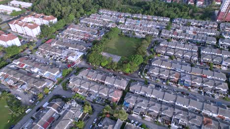 Aerial-flying-forward-over-residential-condominium-in-Cheras,-Kuala-Lumpur