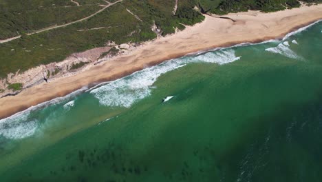 dudley beach at daytime in new south wales, australia - drone shot