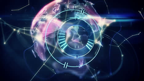 animación de la red de conexiones en todo el mundo y escaneo de alcance