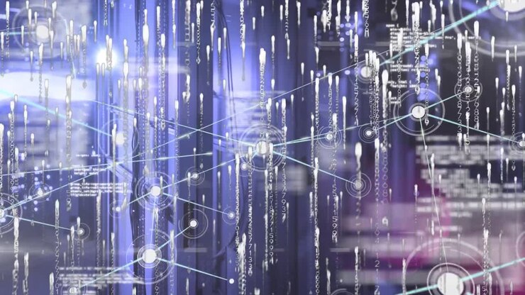Animation of data processing over server room