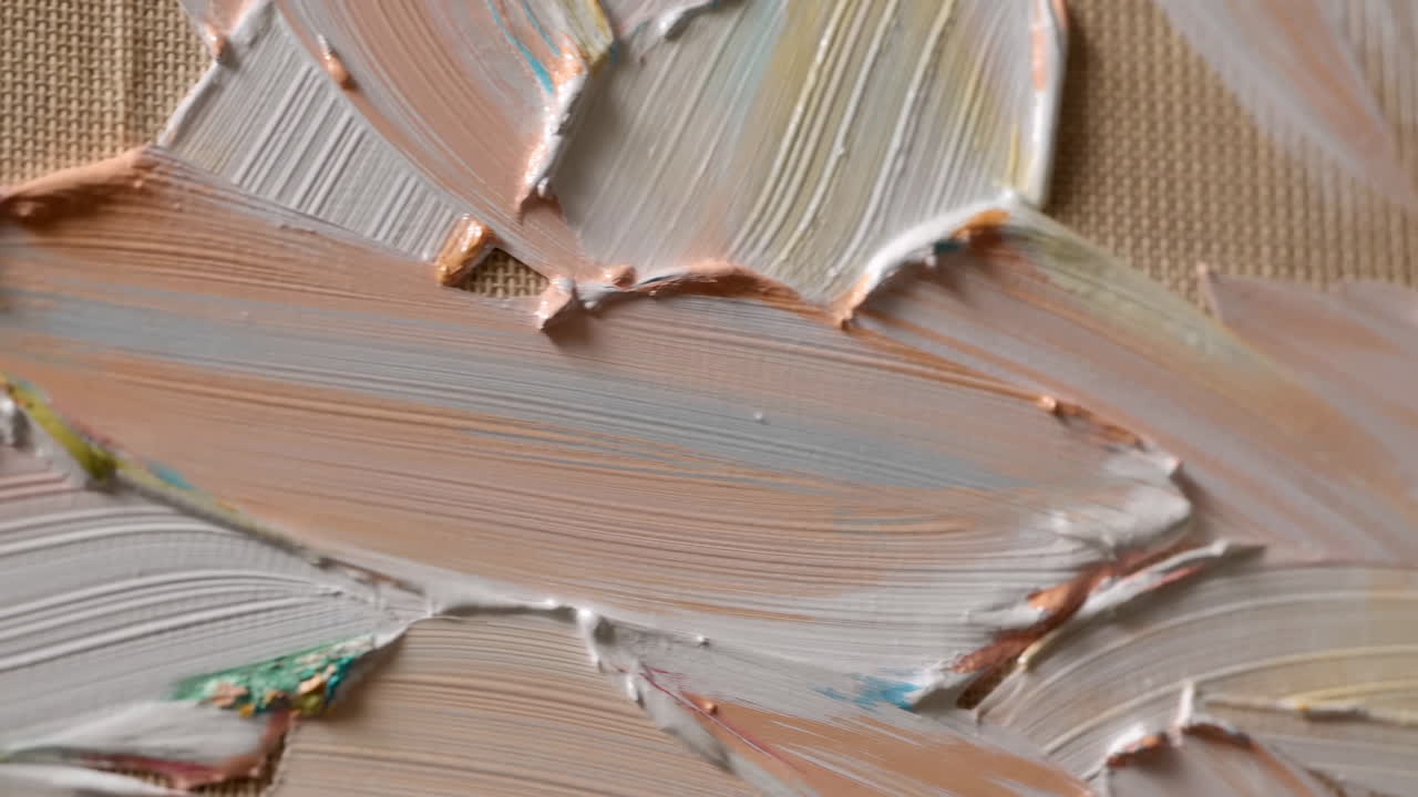 Smooth Pan Across Textured Abstract Painting with Pastel Colors