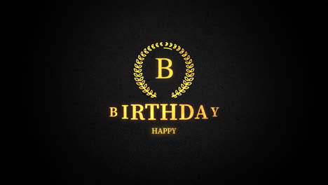happy birthday with gold leaves on black pattern