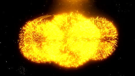 Ramadan Kareem Text Wish On Firework Display Explosion Particles.