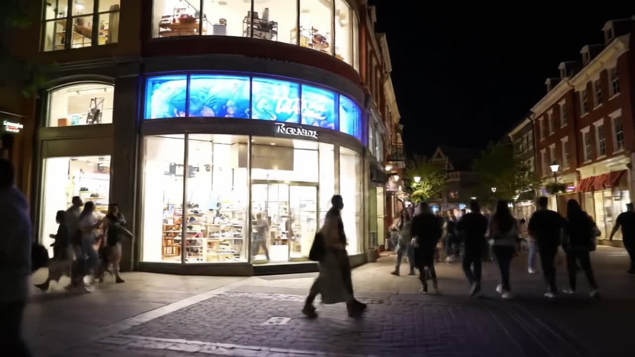 Nighttime Shopping Street Scene