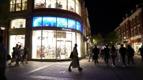 nighttime shopping street scene