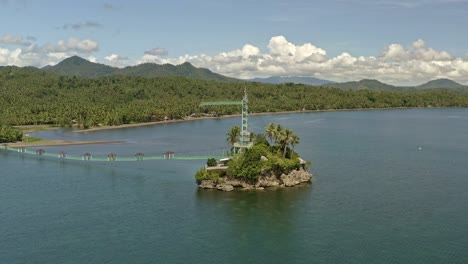 point of interest drone view of bacuag hanging bridge and octopus islet